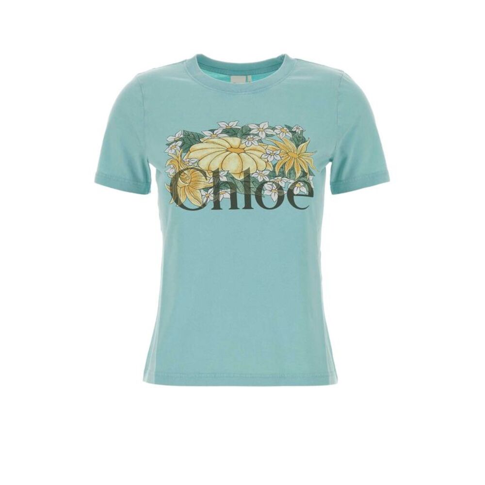 Chloe Women Turquoise Cotton T-Shirt